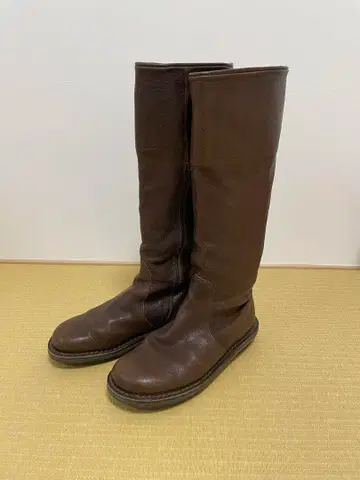 trippen 브라운 가죽 롱 부츠