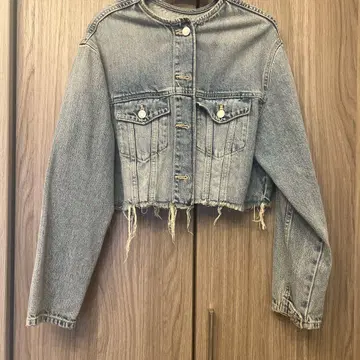 ZARA 크롭 데님 자켓 라이트 블루