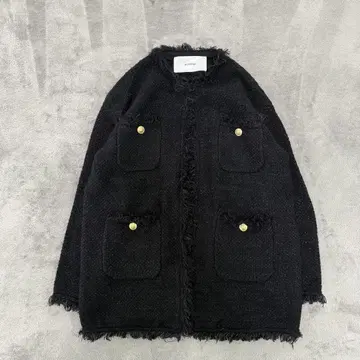 ADAWAS 트위드 자켓 블랙 골드 버튼 F 블랙