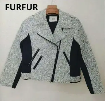 FURFUR 퍼퍼 트위드 나일론 블루종 라이더 자켓