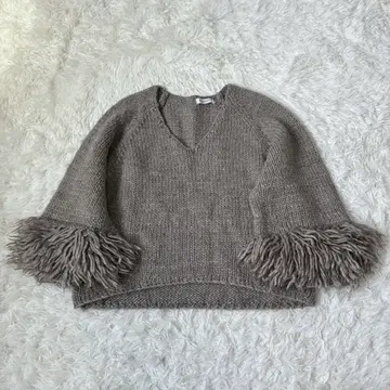 spic&span 스픽&스팬 로우 게이지 니트 스웨터 프린지