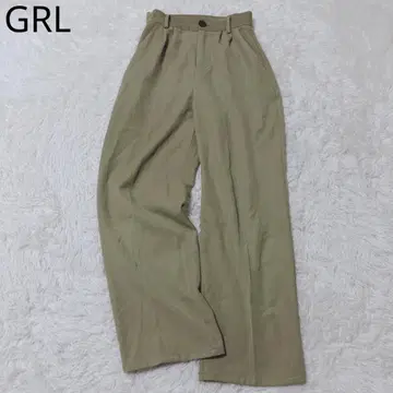 그레일 와이드 팬츠 카키 계열 하이웨스트 센터 프레스 포켓 포함 XS