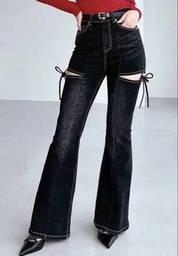 RESEXXY 컷 아웃 리본 데님 팬츠 xs
