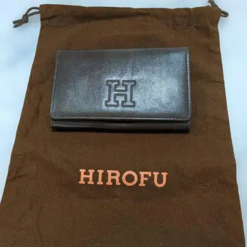 미사용 새상품 HIROFU 접이식 지갑 가죽 지갑 천연 가죽 브라운