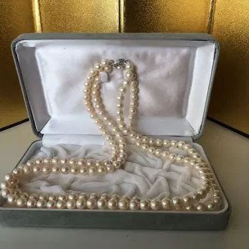 화이트 펄 이중 목걸이 약 30cm