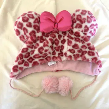 디즈니 팬캡 미니 레오파드 무늬 핑크 모자