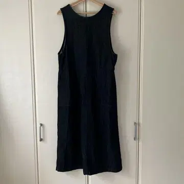 무인양품 데님 오버롤 스커트 블랙