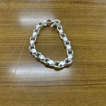 실버 하트형 링크 팔찌