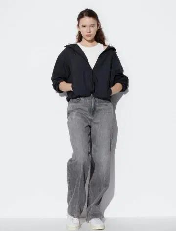 유니클로 와이드 스트레이트 청바지 그레이 28/긴 길이