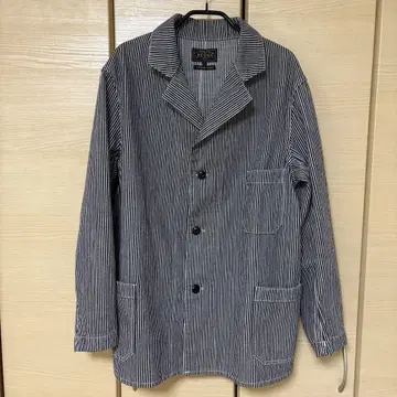 BEAMS PLUS 히코리 스트라이프 3 버튼 워크 자켓 블랙 S