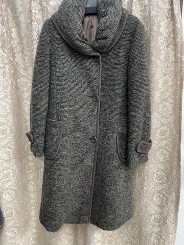 울 롱 코트 따뜻한 큰 옷깃 짙은 갈색 경량