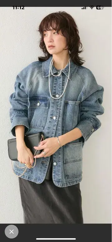 미사용 [ MONN.:. (몽) ] 루즈핏 데님 커버올 자켓