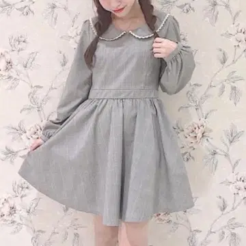 evelyn 7부 소매 그레이 체크 원피스