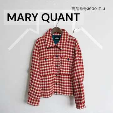 MARY QUANT 체크 스텐 칼라 숏코트 사이즈 M