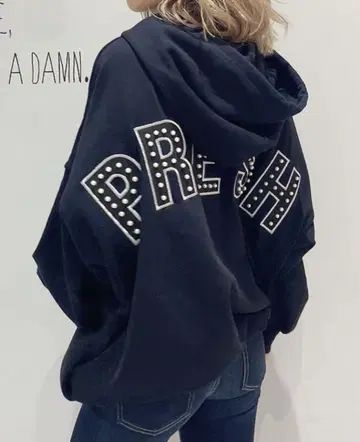 GYDA PRESH 와펜 맨투맨 BIG 후드티 블랙