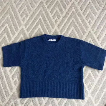 ZARA 다크 블루 니트 반팔 L