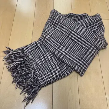 머플러 울 격자 무늬 브라운 라메 믹스