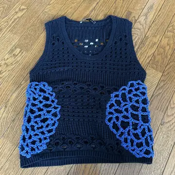 새상품 ZARA 네이비 레이스 니트 베스트