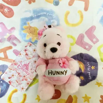 디즈니 곰돌이 푸 봉제 인형 키체인 사쿠라 SAKURA 벚꽃
