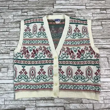 90s CAPE COD 아크릴 니트 베스트 빈티지 꽃무늬