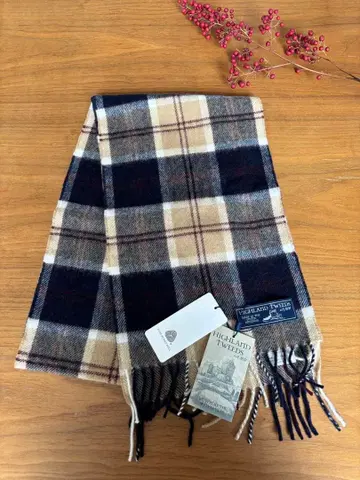[ 새상품 ] HIGHLAND TWEEDS 울 머플러 체크 무늬