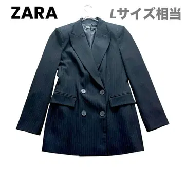 ZARA 더블 브레스트 자켓 L 상당 블랙 스트라이프
