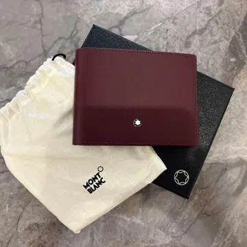 [ 미사용 새상품 박스형 ] Mont Blanc 접이식 지갑 가죽 버건디