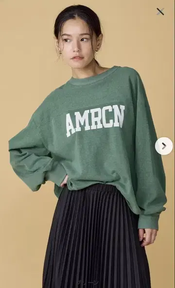 새상품 이번 시즌 아메리카나 빈티지 천축 F/BA L/S 그린