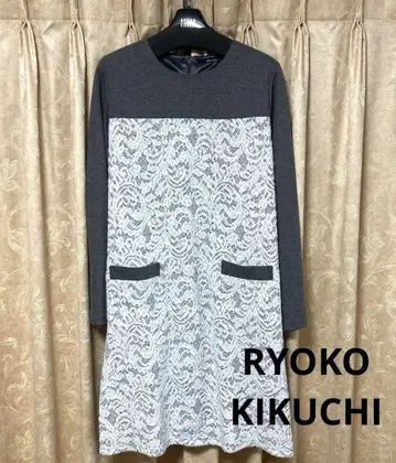 RYOKO KIKUCHI 레이스 포함 무릎 기장 원피스
