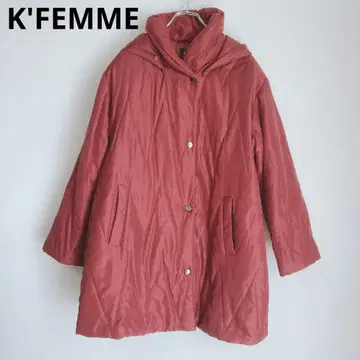 K'FEMME 여성용 점퍼 롱 기장 후드 방한 와인 레드 M~L