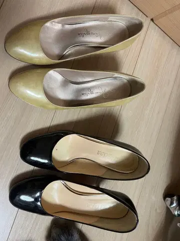 2켤레 세트 에나멜 블랙, 에나멜 베이지 22.5