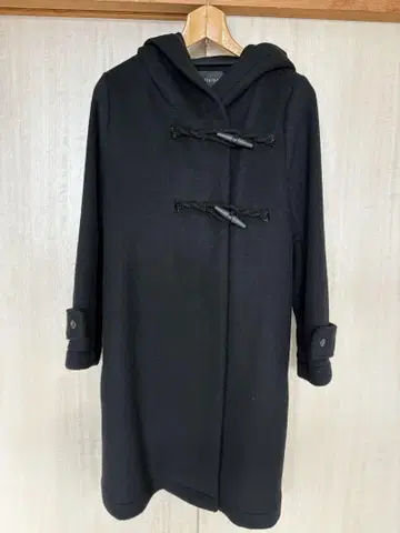 미즈이로 인드 블랙 더플 코트 후드 부착