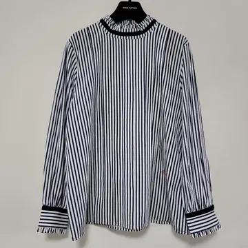 스트라이프 프릴 블라우스 design aera 네이비