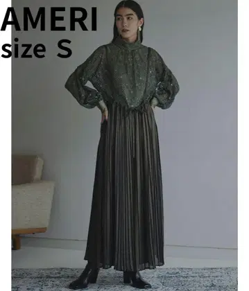 AMERI LAME PLEATS SUSPENDER PANTS S