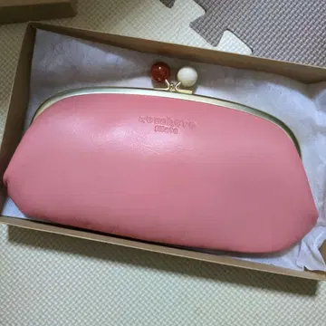 미사용 쥬케로 가죽 여성용 빅 성숙/러블리 핑크 가마구치