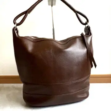 츠치야 가방 천연 가죽 숄더 백 브라운 새상품급