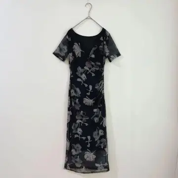 3843 카슈쿨 드레스 원피스 올 패턴 꽃무늬 블랙 스트레치 S 상당