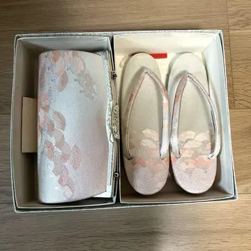 일본 의류용 조리와 백 세트 부채 무늬 쇼와 레트로