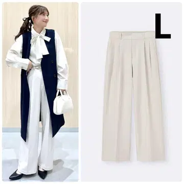GU 턱 와이드 팬츠 L / 내추럴 화이트