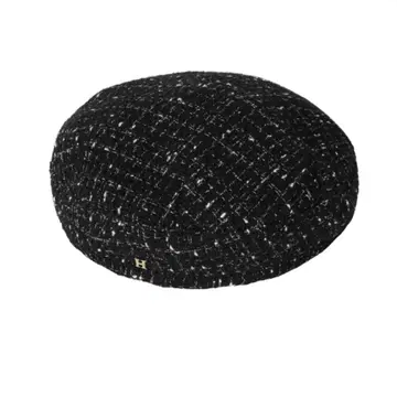 Herlipto Tweed Beret black x white