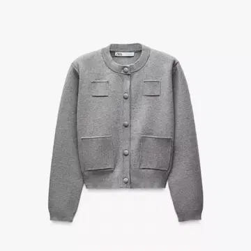 ZARA 플레인 니트 자켓 패디드 숄더 어깨 패드 포함