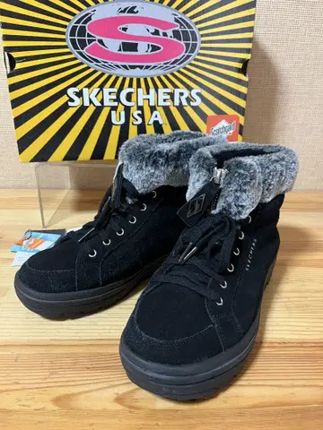 a38/컨디션 최상 SKECHERS 퍼 포함 스웨이드 부츠 23.5cm