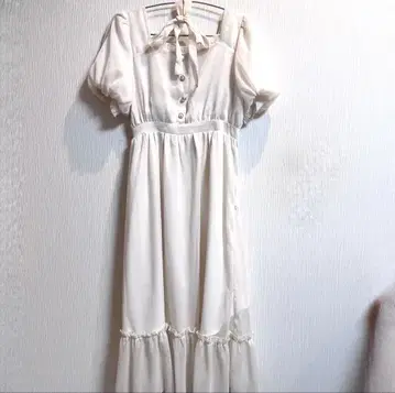 evelyn 아이보리 반팔 롱 원피스