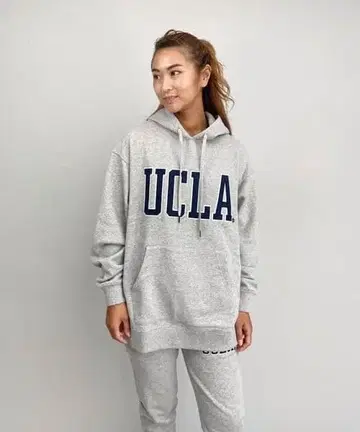 UCLA 후드 부착 후드티 그레이