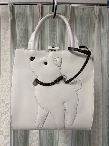 키타무라 키타무라 개 자수 장식 화이트 토트백