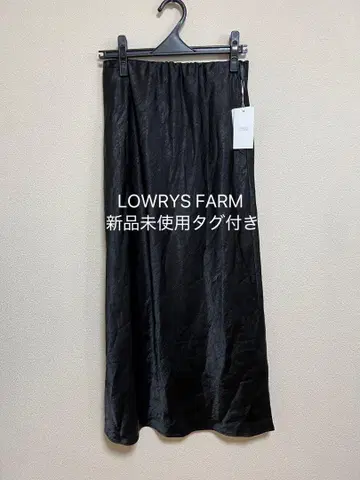 LOWRYS FARM 새틴 플레어 롱 스커트 블랙 택 포함 미사용 새상품