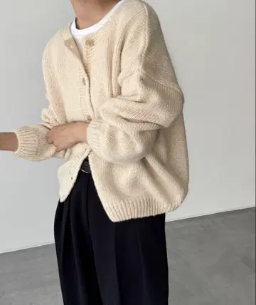 El mar* 알파카 혼방 크루넥 가디건