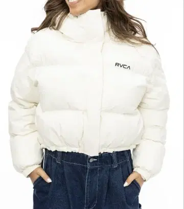 RVCA 화이트 다운 자켓 후드 부착