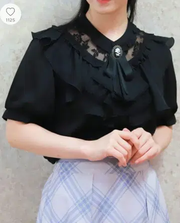 axes femme 자보 포함 레이스 x 프릴 블라우스