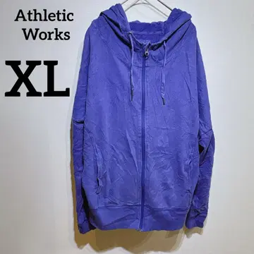 애슬레틱 웍스 [ XL ] 보라색 풀 집업 후드티 후드 부착